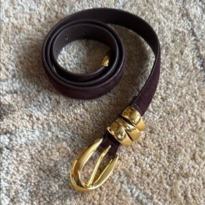 Madewell Brown Suade Belt with Gold Buckle